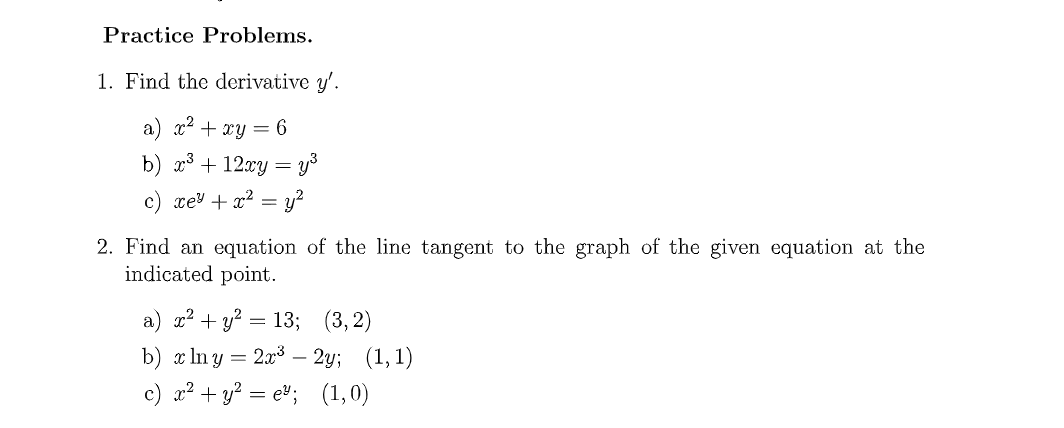 Solved 1 Find The Derivative Y′ A X2xy6 B X312xyy3 8941