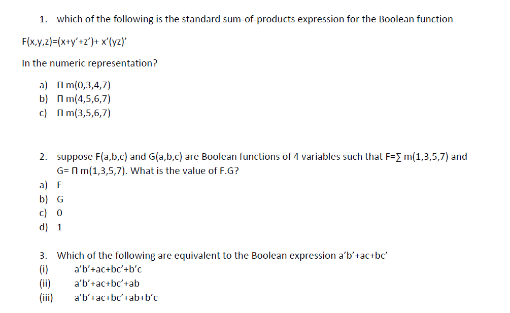 Solved 1 Which Of The Following Is The Standard Sum Of P Chegg Com