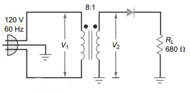 Solved Calculate the output peak voltage, the output DC | Chegg.com