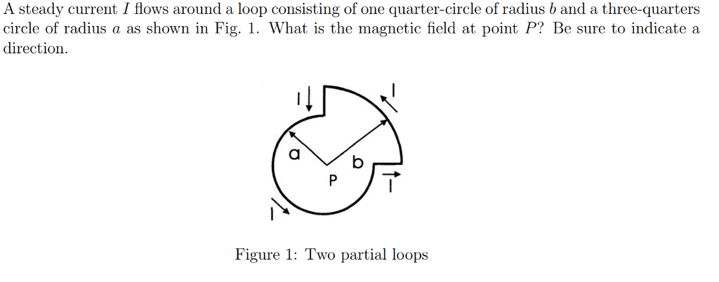 Solved A steady current I flows around a loop consisting of | Chegg.com