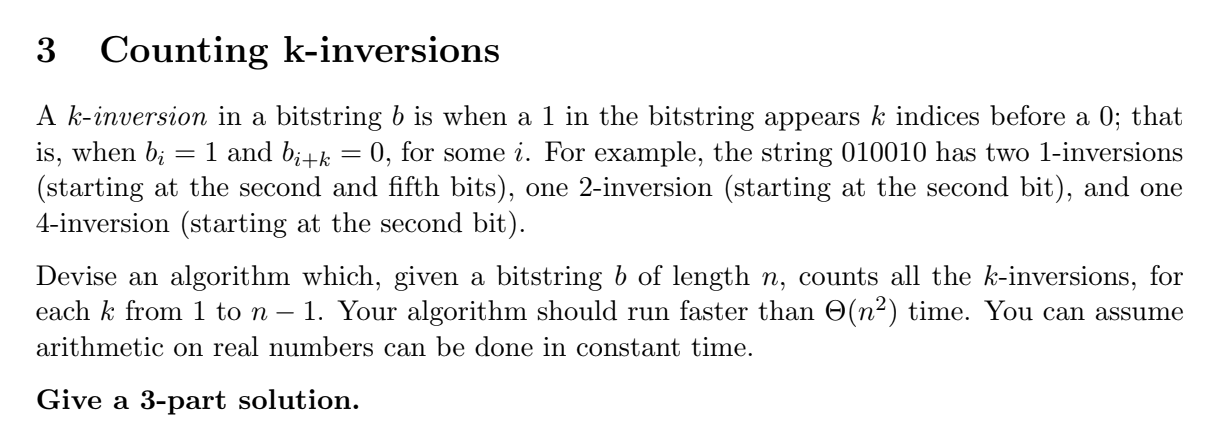 Solved 3 Counting K-inversions A K-inversion In A Bitstring | Chegg.com