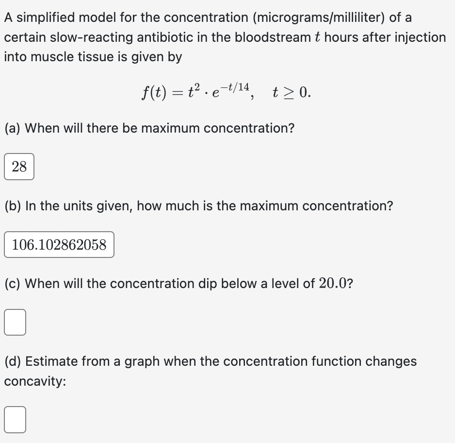 Solved A simplified model for the concentration | Chegg.com