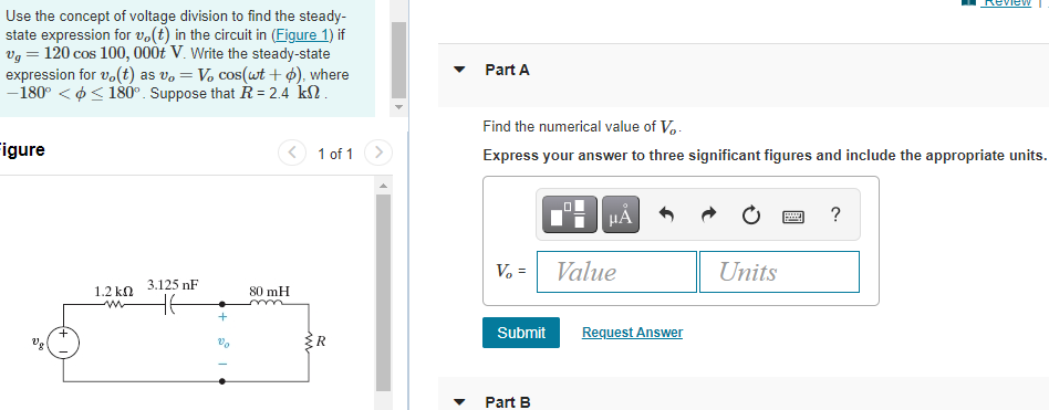 Solved eview Use the concept of voltage division to find the | Chegg.com