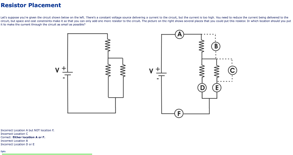 Solved Resistor Placement Let