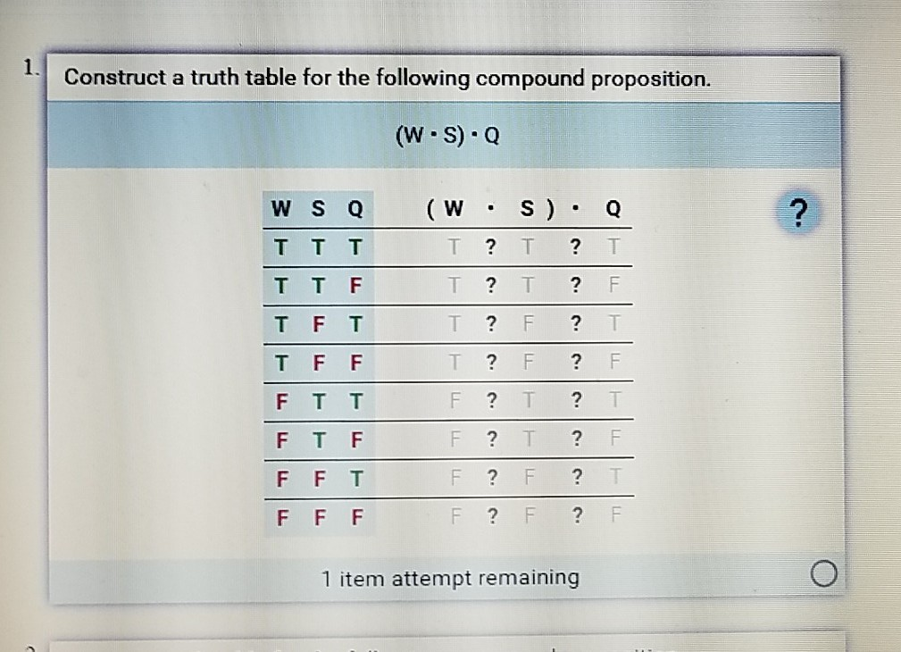 Solved Construct A Truth Table For The Following Compound | Chegg.com