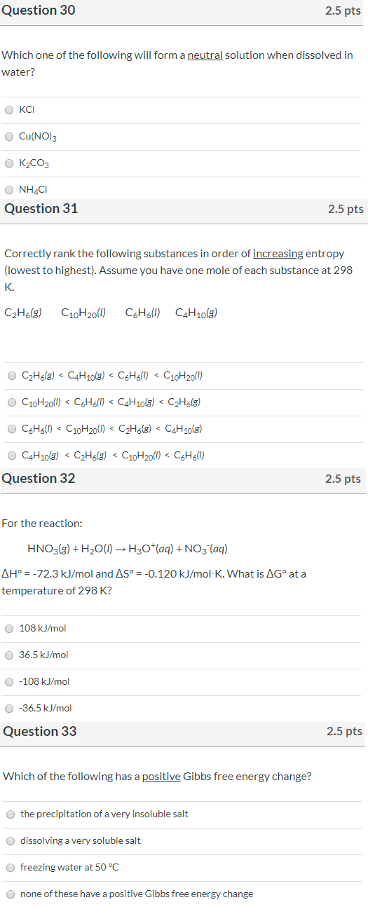 Solved Question 30 2.5 pts Which one of the following will | Chegg.com