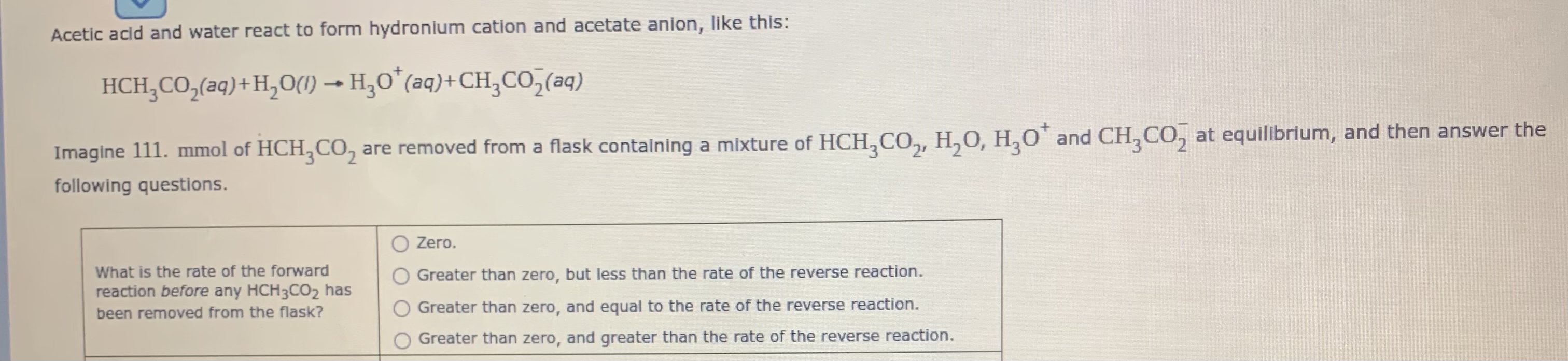 Solved Acetic acid and water react to form hydronium cation | Chegg.com