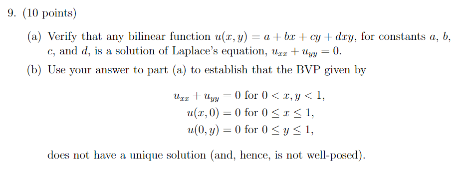 Solved 9. (10 points) (a) Verify that any bilinear function | Chegg.com