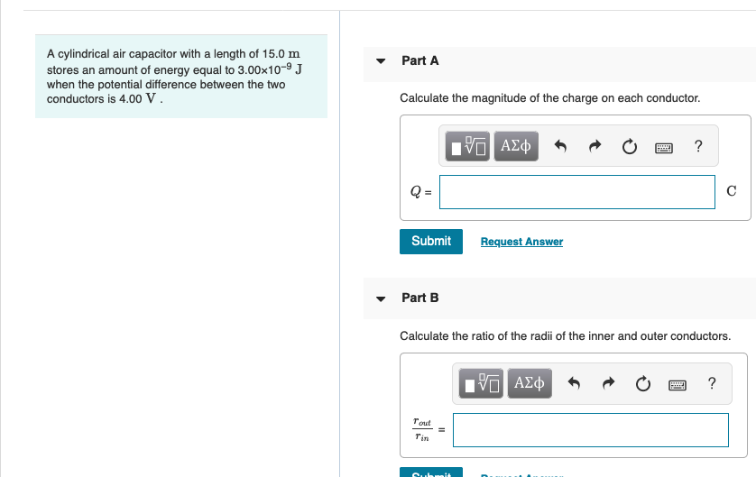 Solved A parallelplate vacuum capacitor has 6.32 J of