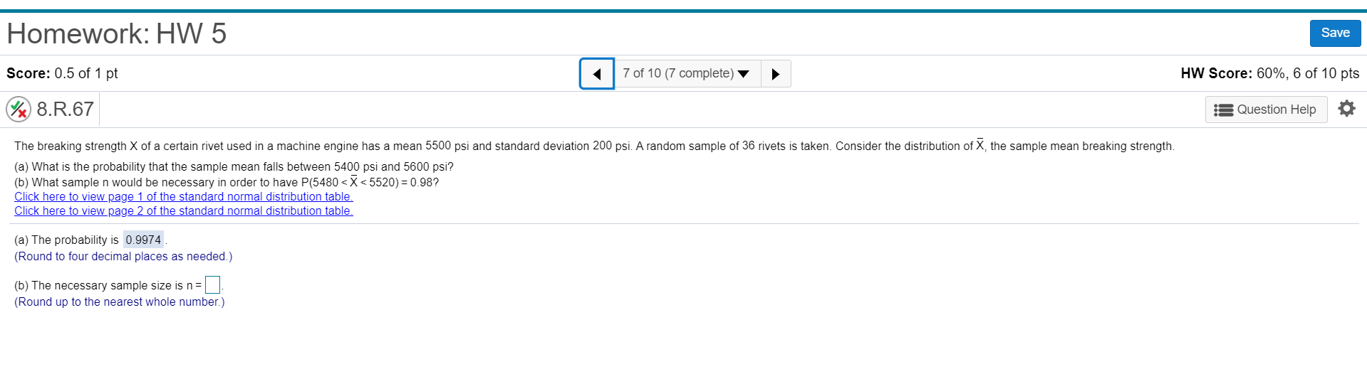 Solved Homework: HW 5 Save Score: 0.5 of 1 pt 7 of 10 (7 | Chegg.com