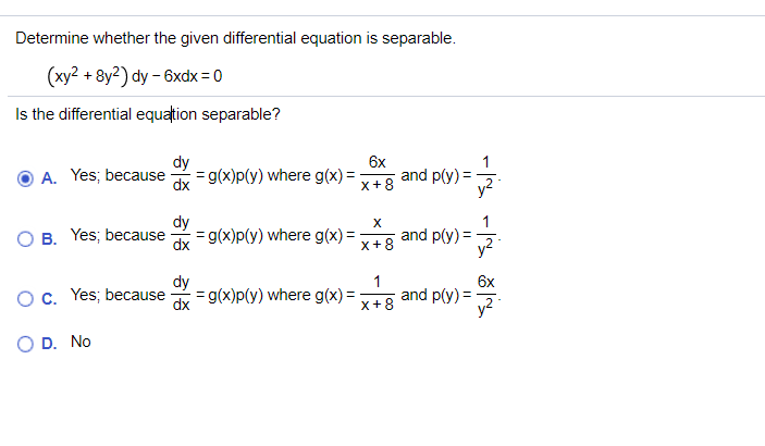 Solved Determine whether the given differential equation is | Chegg.com