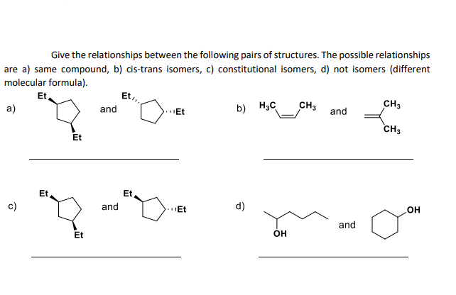 Solved Give the relationships between the following pairs of | Chegg.com
