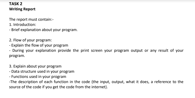 Solved TASK 2 Writing Report The report must contain:- 1. | Chegg.com