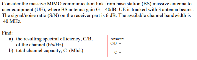 Solved Consider The Massive MIMO Communication Link From | Chegg.com