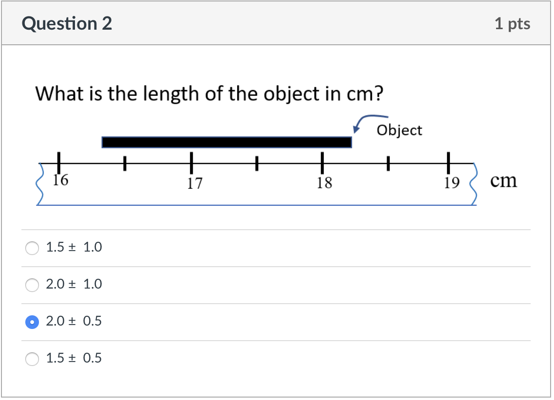 Solved Question 2 1 pts What is the length of the object in | Chegg.com