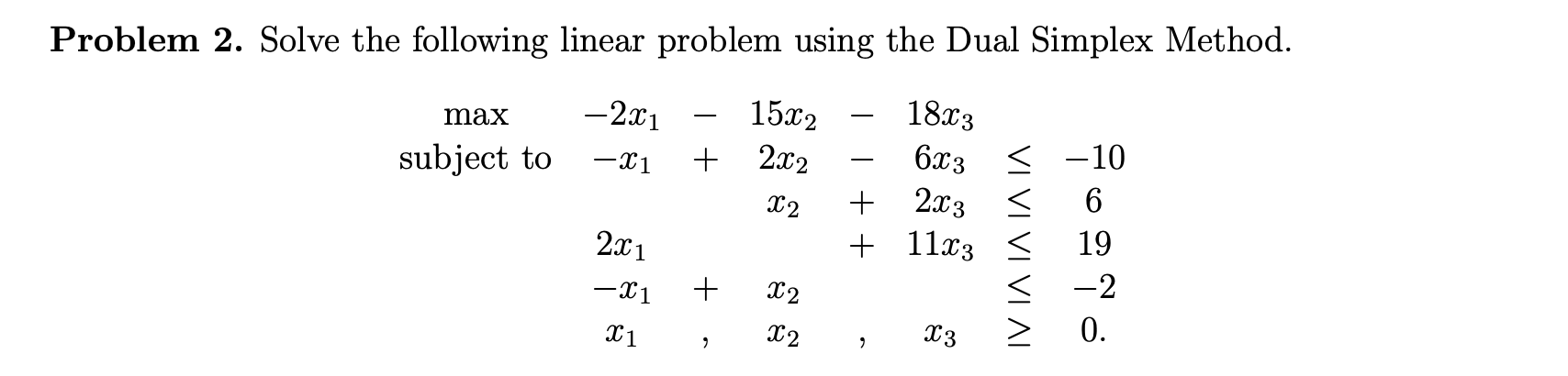 Solved Problem 2. Solve the following linear problem using | Chegg.com