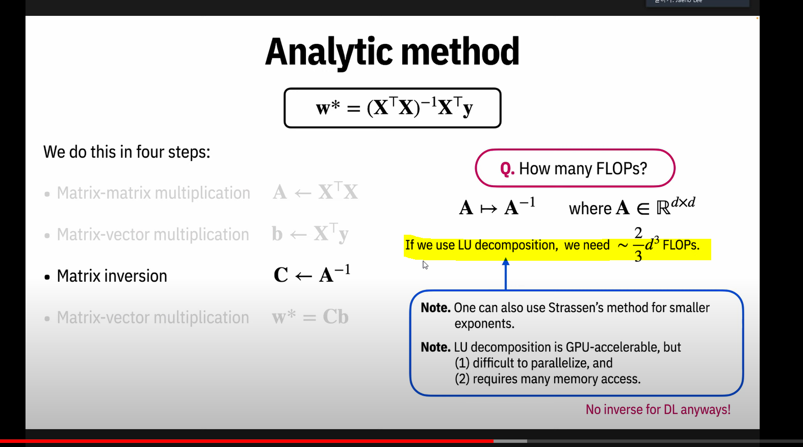 Solved Analytic method w∗=(X⊤X)−1X⊤y Q. How many FLOPs? | Chegg.com