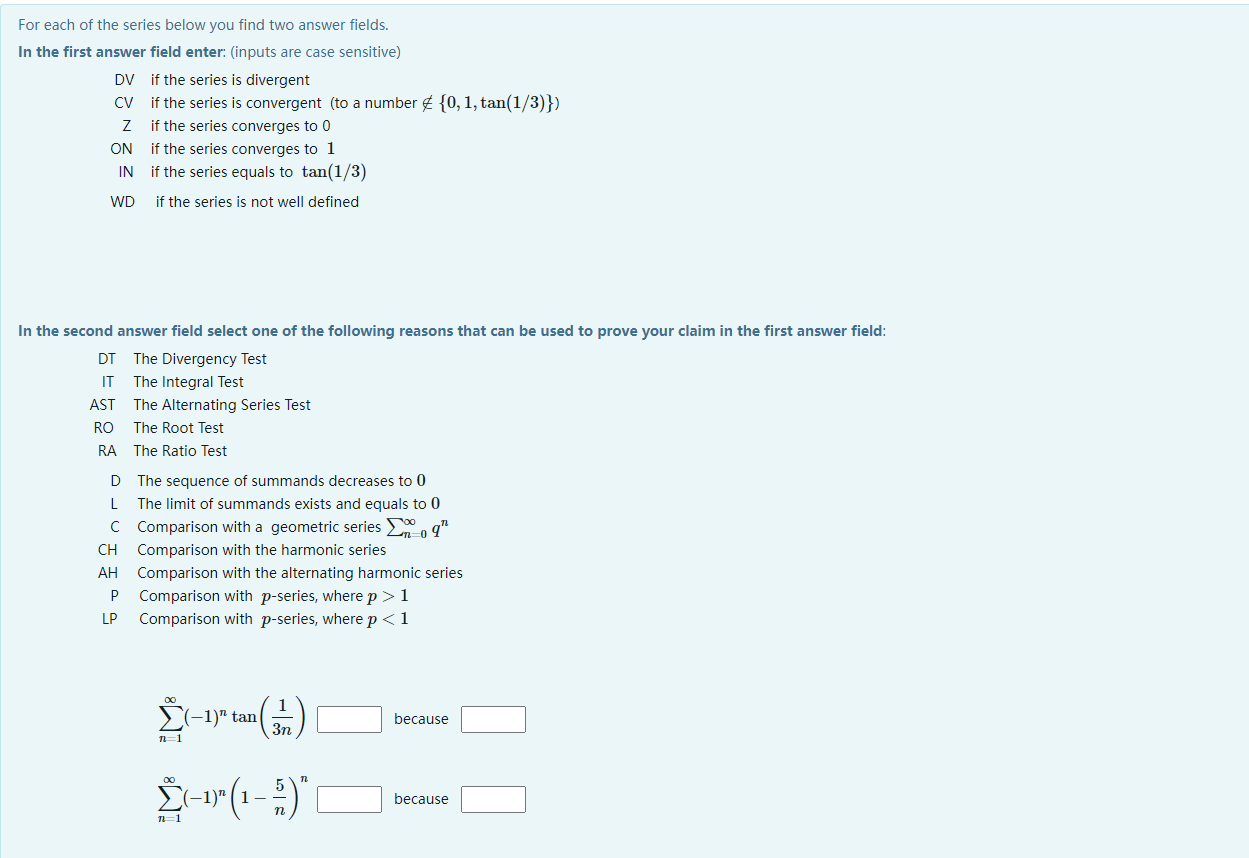 Solved For each of the series below you find two answer | Chegg.com