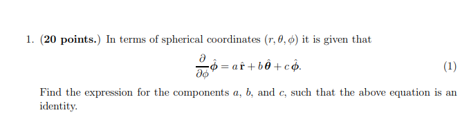 Solved 1 Points In Terms Of Spherical Coordinates Chegg Com