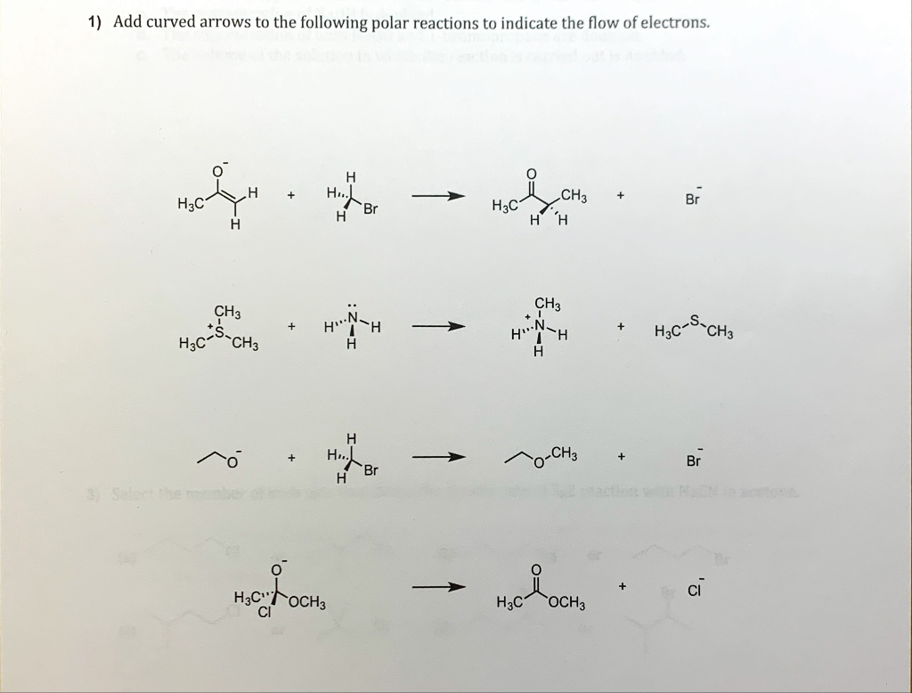 Solved 1) Add curved arrows to the following polar reactions | Chegg.com