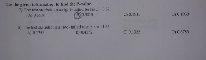 Solved The test statistic in a two-tailed test is Z = -1.63 | Chegg.com