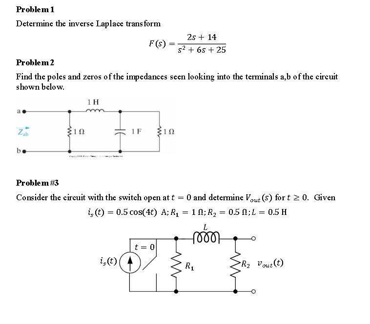 Solved = Problem 1 Determine the inverse Laplace transform | Chegg.com
