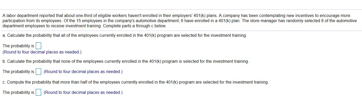 Solved A labor department reported that about one-third of | Chegg.com