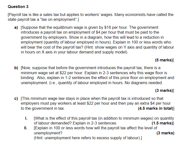 Question 3 [Payroll tax is like a sales tax but | Chegg.com