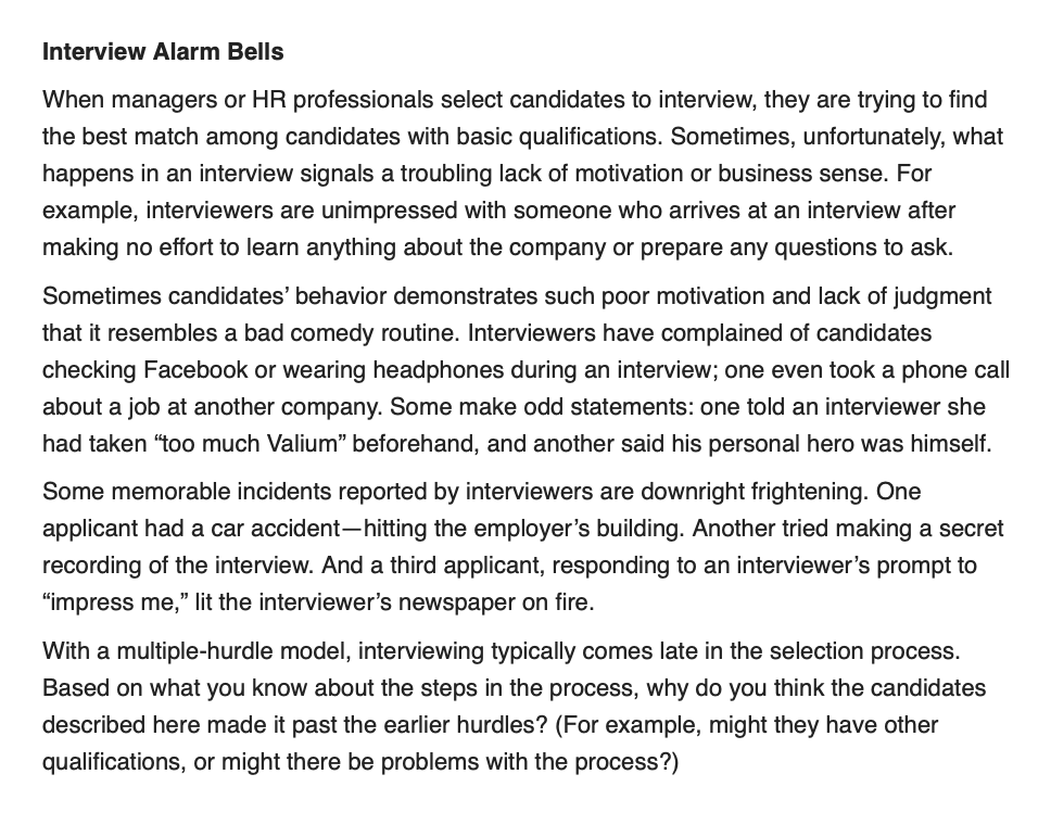 Solved 1. With a multiplehurdle model, interviewing
