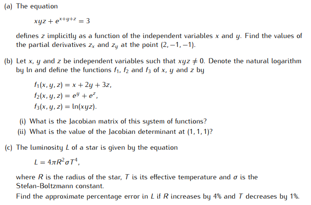 Solved A The Equation Xyz E Y Z 3 Defines Z Chegg Com