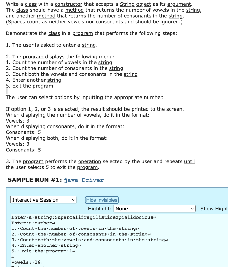 Solved Write a class with a constructor that accepts a | Chegg.com