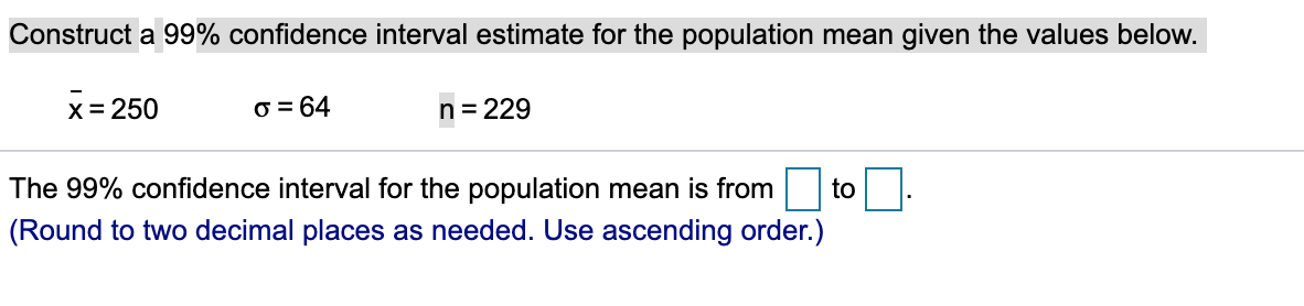 Solved Construct a 99% confidence interval estimate for the | Chegg.com