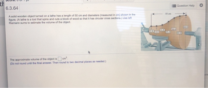 Solved th 6.3.64 Question Help 50 cm A solid wooden object | Chegg.com