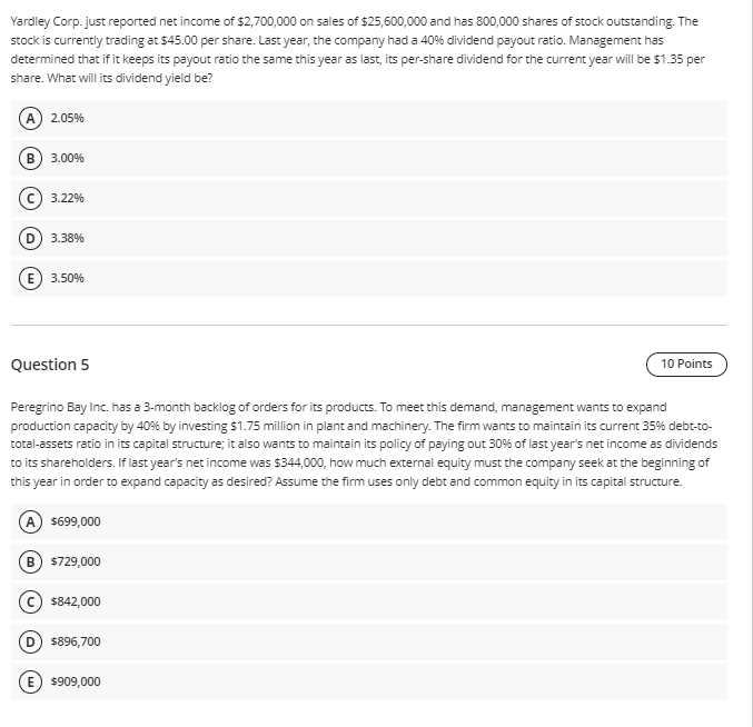 Solved Yardley Corp. just reported net of 2,700,000