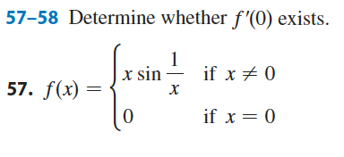 Solved 57-58 ﻿Determine whether f'(0) | Chegg.com