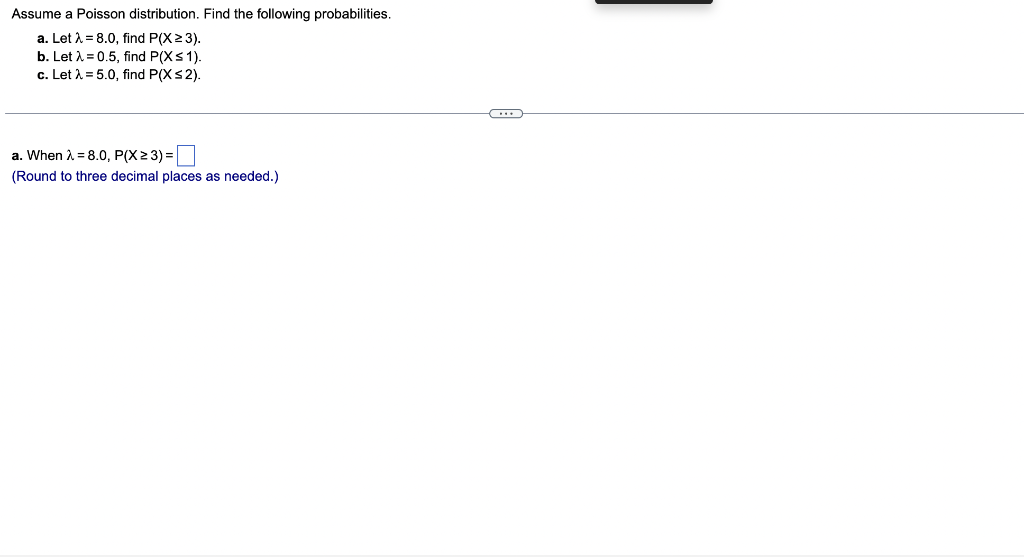 Solved Assume A Poisson Distribution. Find The Following | Chegg.com