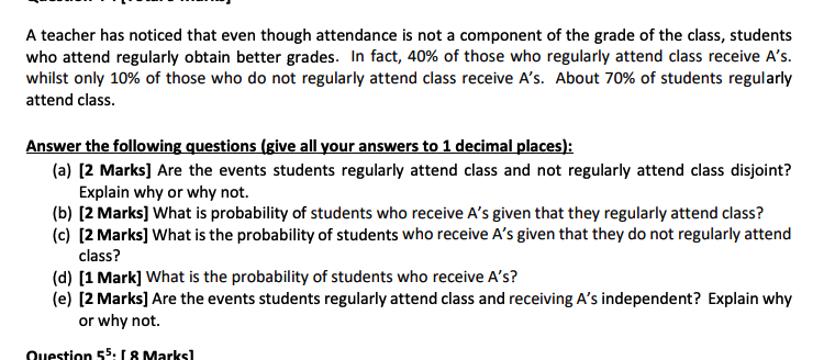 Solved A Teacher Has Noticed That Even Though Attendance Is Chegg Solved A Teacher Has Noticed That Even Though Attendance Is Chegg