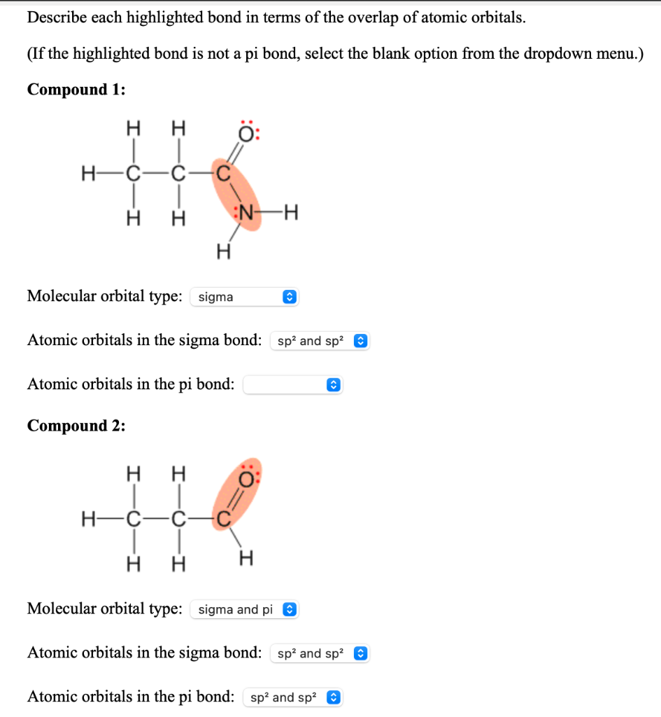 Solved Describe each highlighted bond in terms of the | Chegg.com