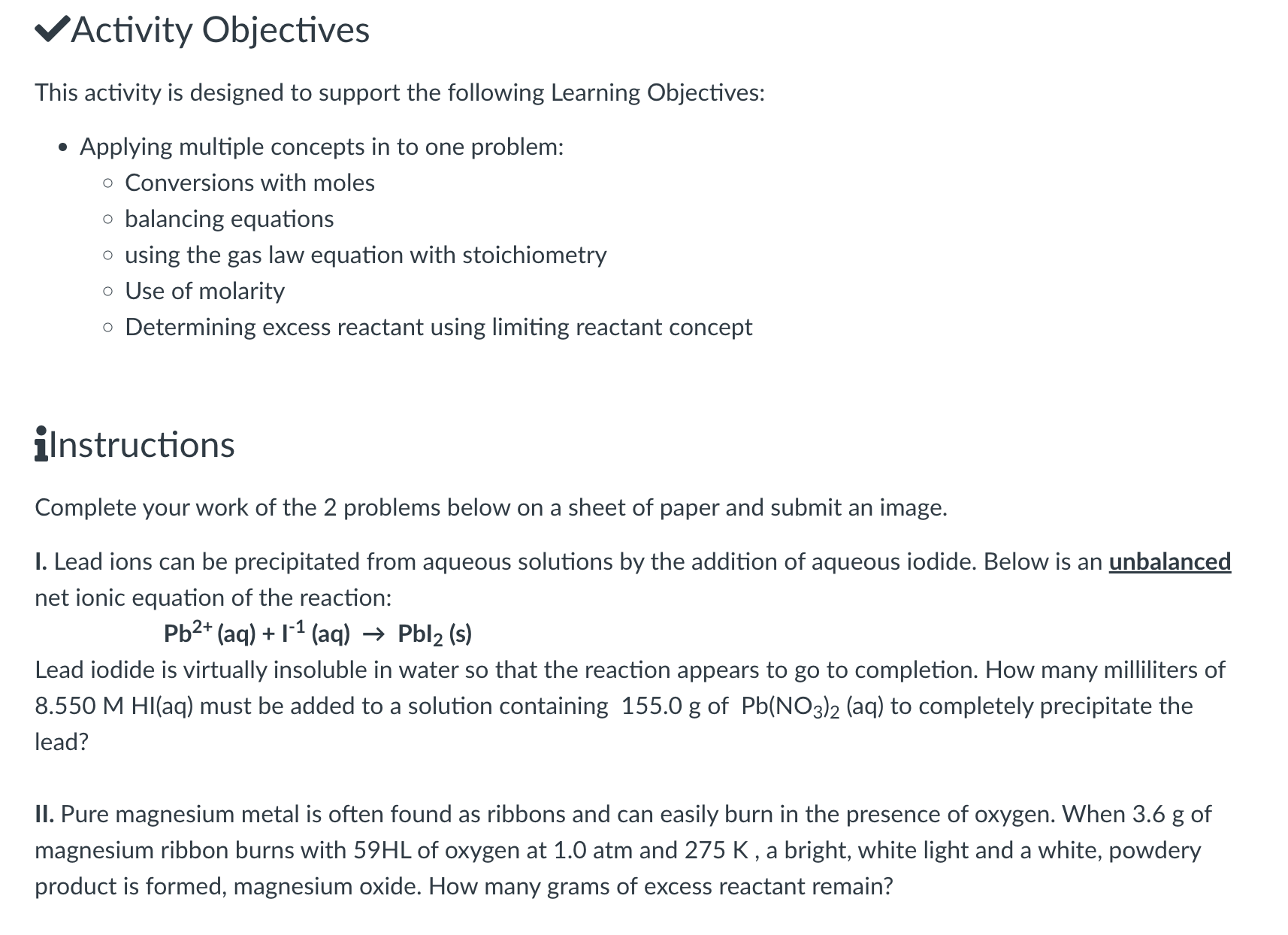 Solved Activity Objectives This activity is designed to | Chegg.com