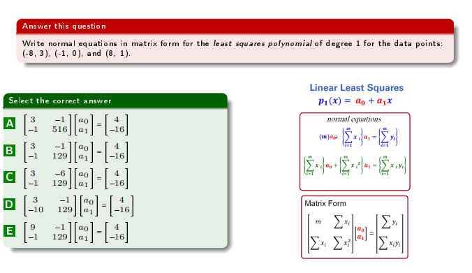 Solved Answer this question Find the least squares | Chegg.com