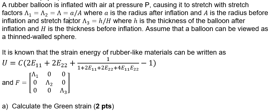 Solved A Rubber Balloon Is Inflated With Air At Pressure P, | Chegg.com