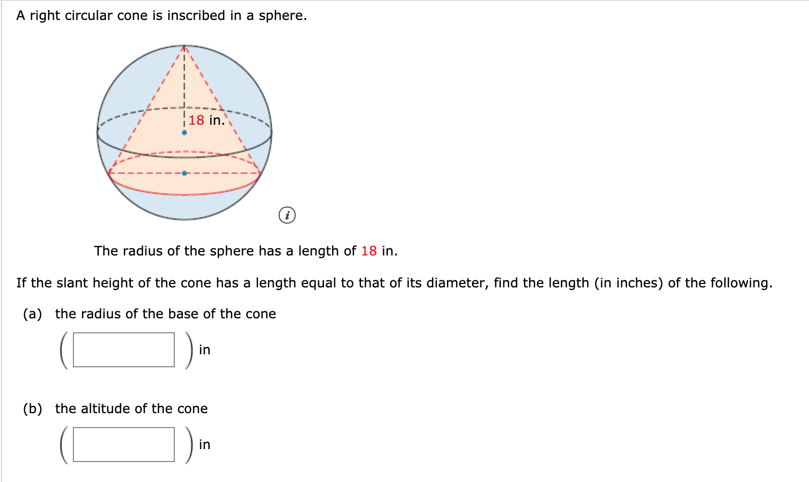 right circular cone inscribed in a sphere