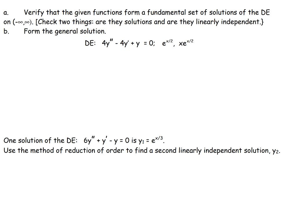 Solved a. Verify that the given functions form a fundamental | Chegg.com
