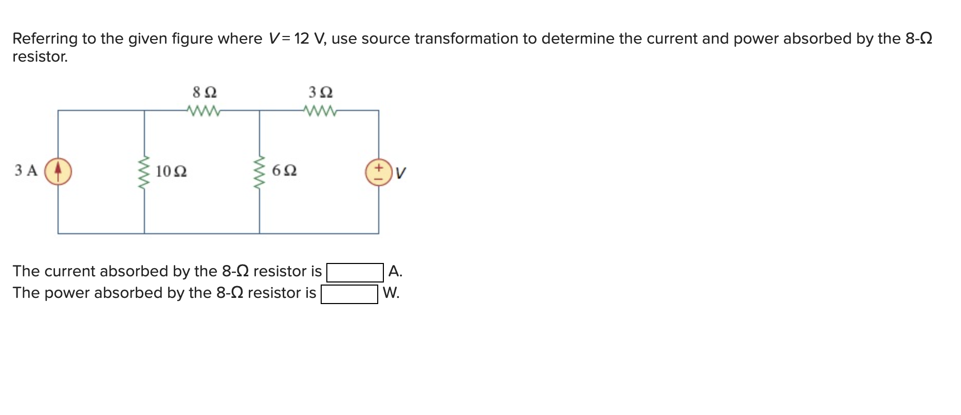 Solved Referring to the given figure where V=12 V, use | Chegg.com