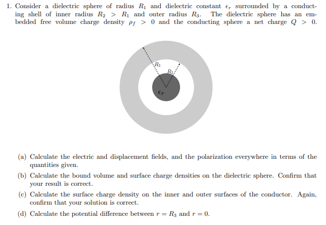 Solved 1. Consider a dielectric sphere of radius Rị and | Chegg.com