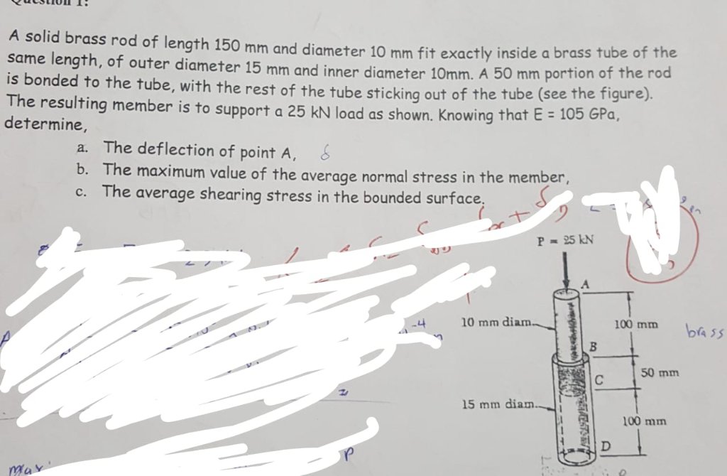 Solved A solid brass rod of length 150 mm and diameter 10 mm