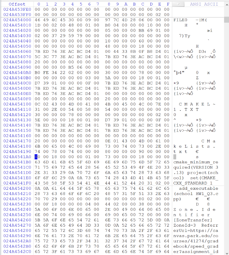 Below is the MFT record for a file “CMakeLists.txt”. | Chegg.com