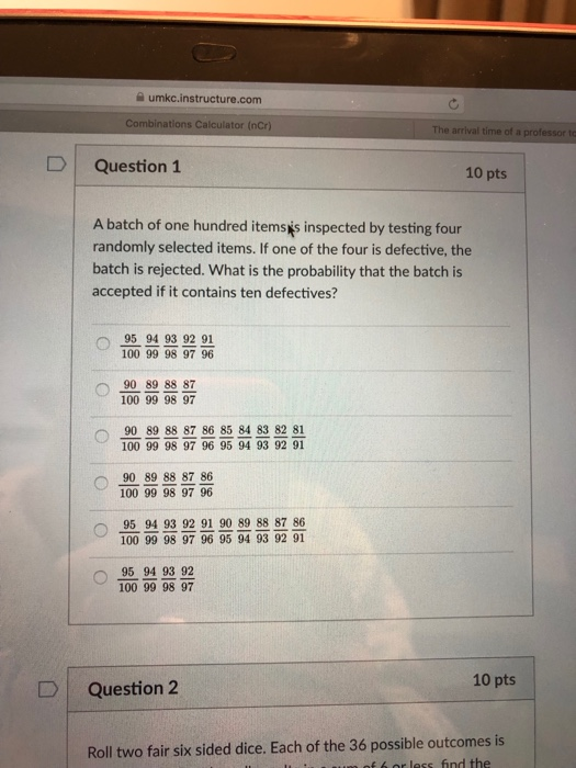 Solved Combinations Calculator (nCr)
