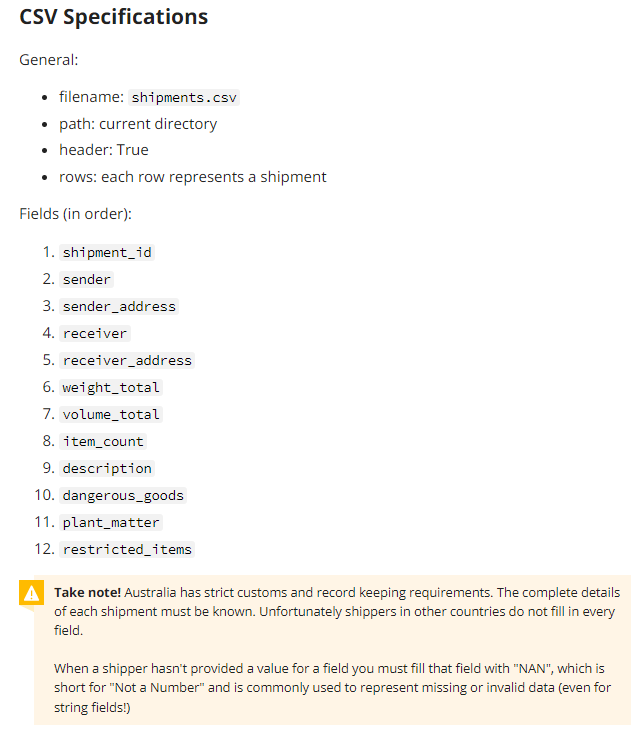 Solved FML to CSV You are working at a logistics company | Chegg.com