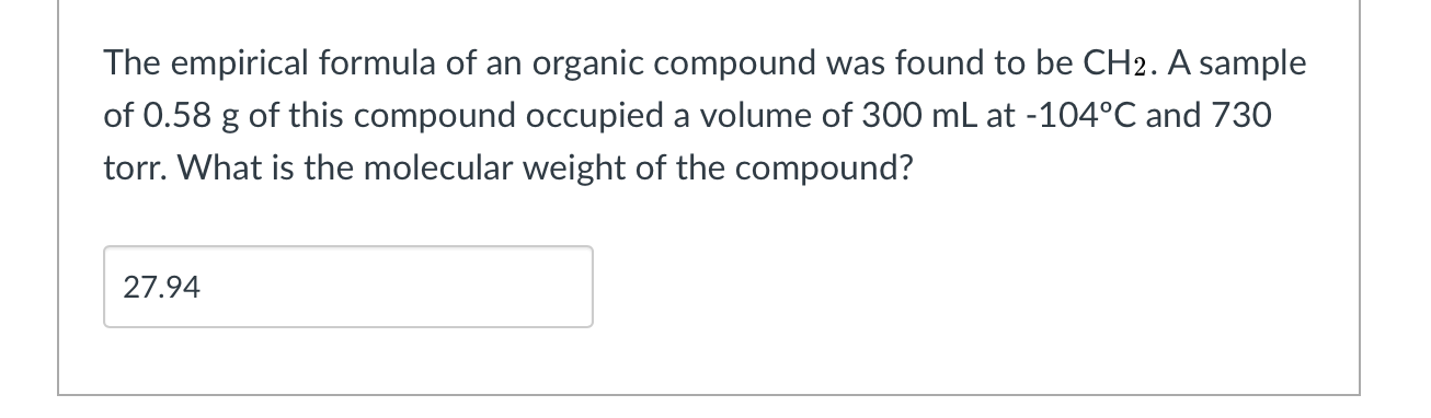 solved-the-empirical-formula-of-an-organic-compound-was-chegg